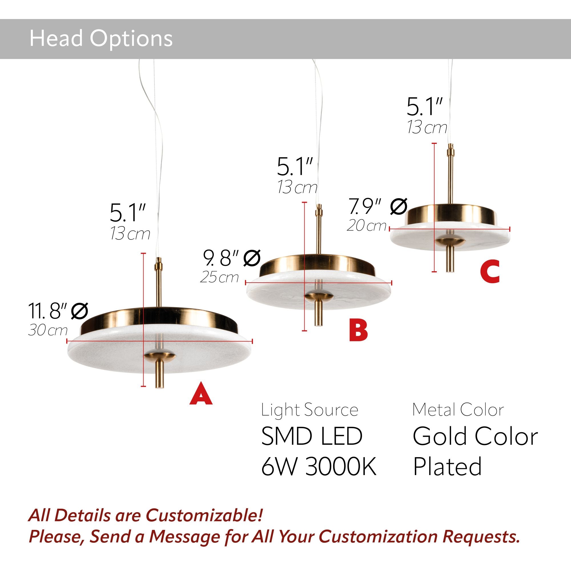 Luxury Marble LED Pendant Light for Dining Table & Kitchen Island – Custom Brass Fixture, Natural Stone Disc Chandelier, Alabaster Marble