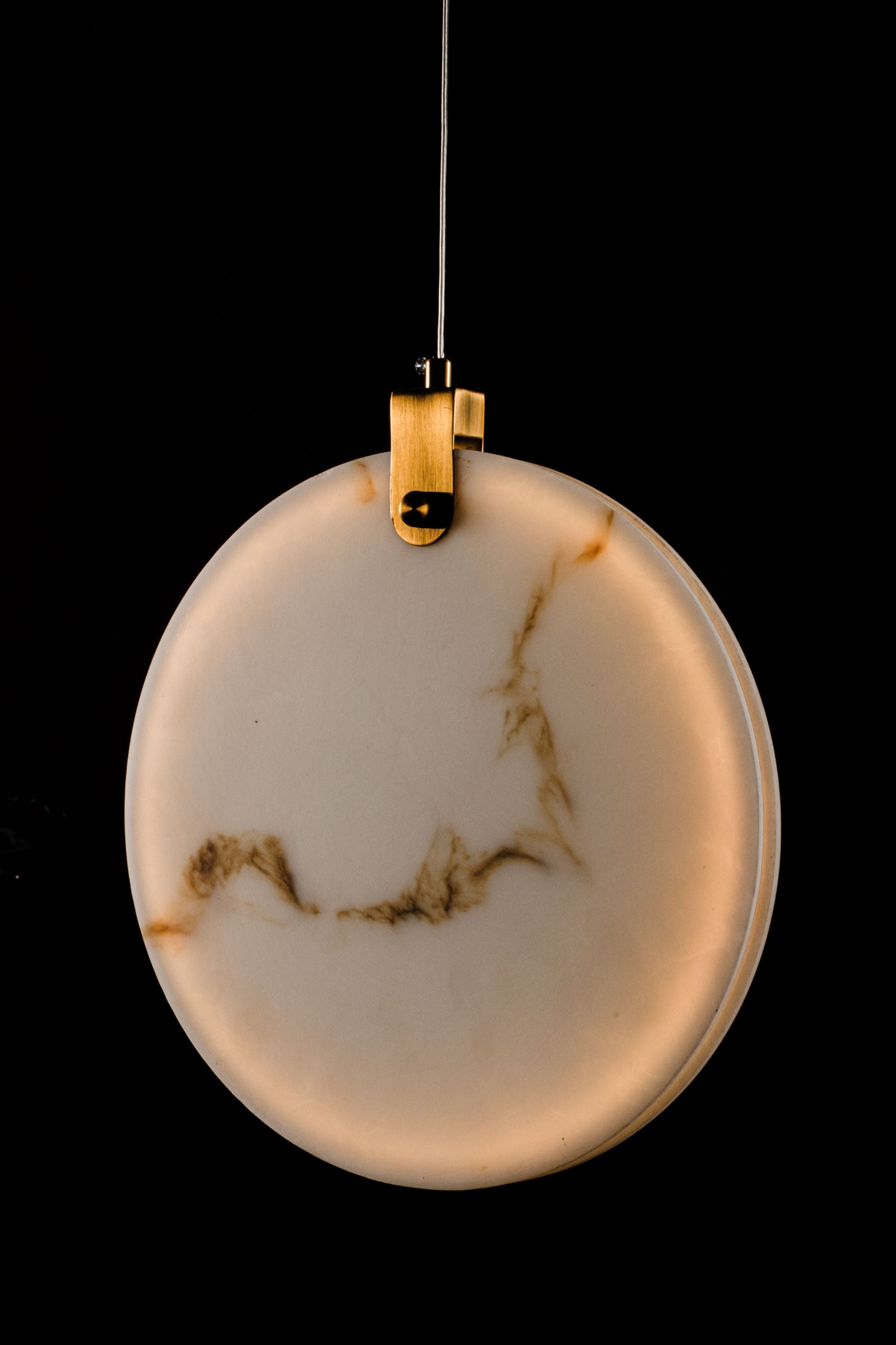 Round Canopy Marble Disc Pendant Light, Natural Alabaster Dining Table Lighting, Staircase Multi Chandelier, Organic Modern, Nordic Style, Custom Detail