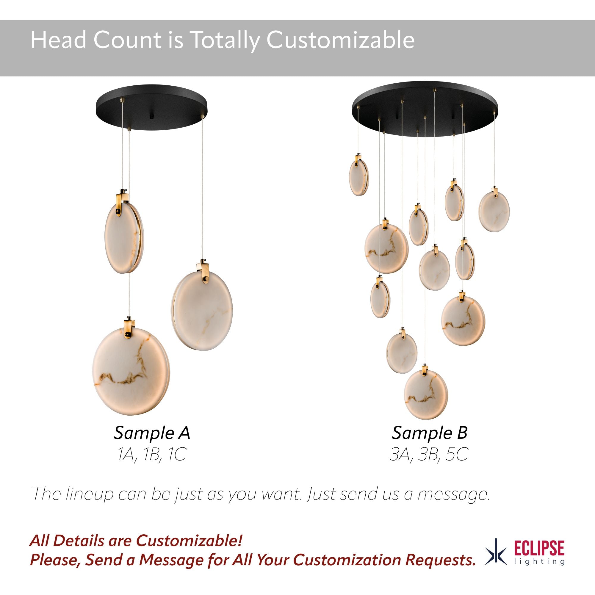 Round Canopy Marble Disc Pendant Light, Natural Alabaster Dining Table Lighting, Staircase Multi Chandelier, Organic Modern, Nordic Style, Custom Detail