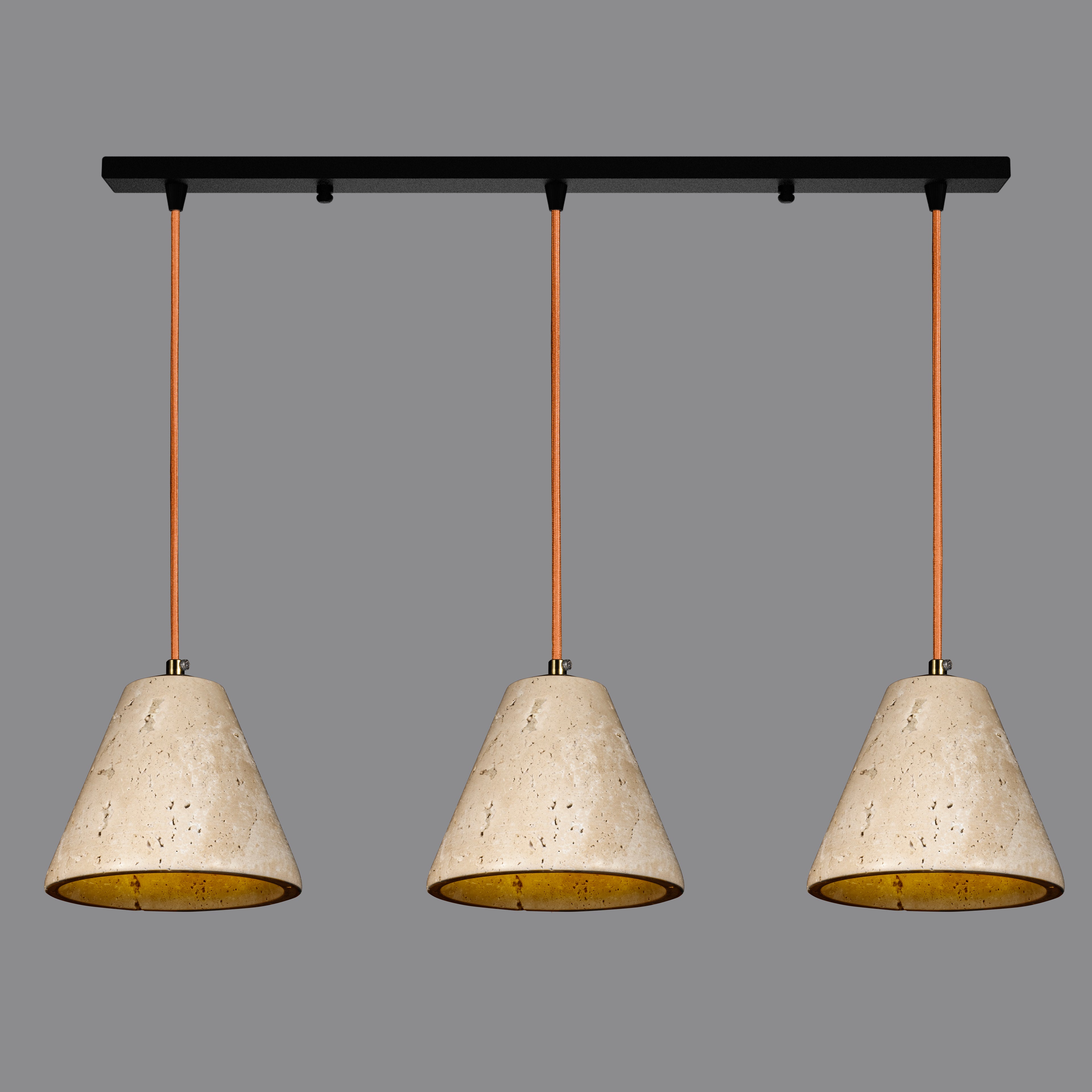 Custom Made Natural Marble Multi Light Pendant, Stone Pendant, Wabi Sabi, Nordic Style Home Decor, Cylinder, Cone, Rectangular, Wood Details