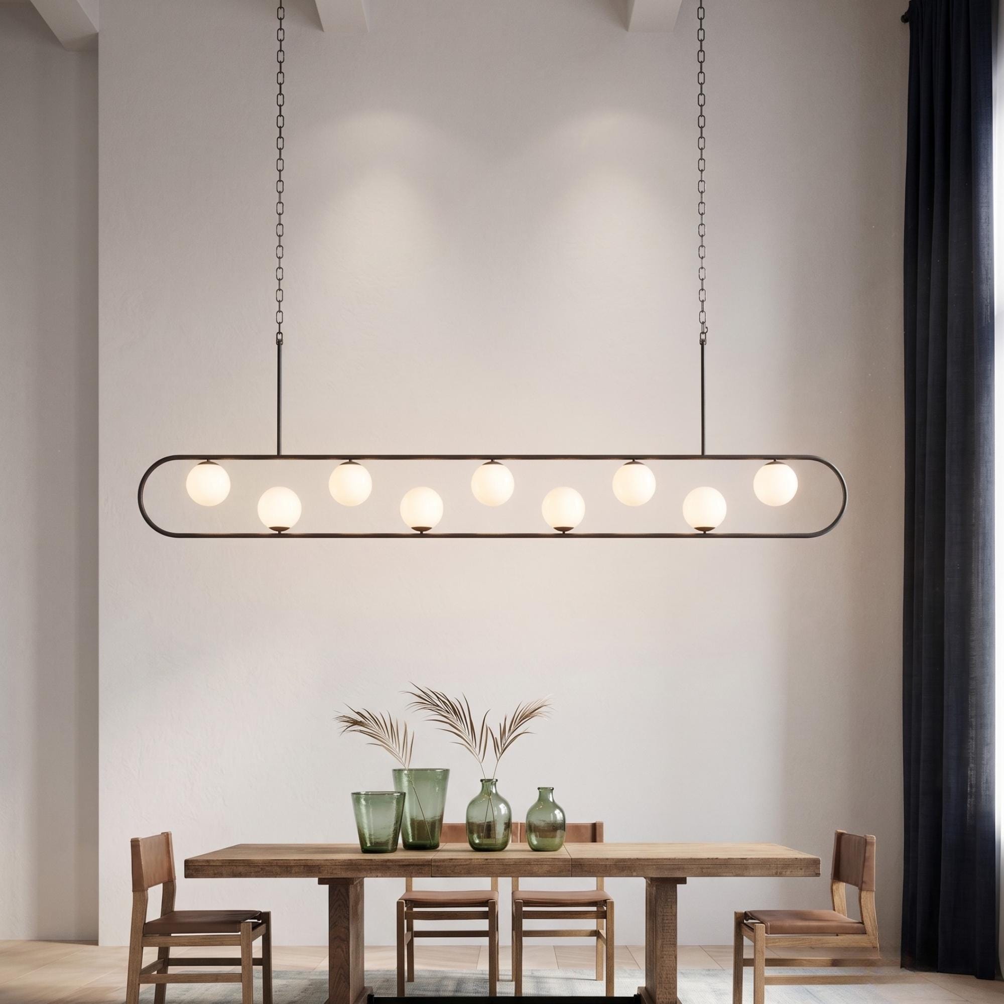 Oversized Black Modern Linear Mix Chandelier