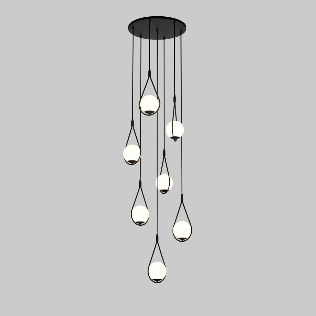 Custom Teardrop Stairwell Chandelier, High Ceiling Foyer Lighting