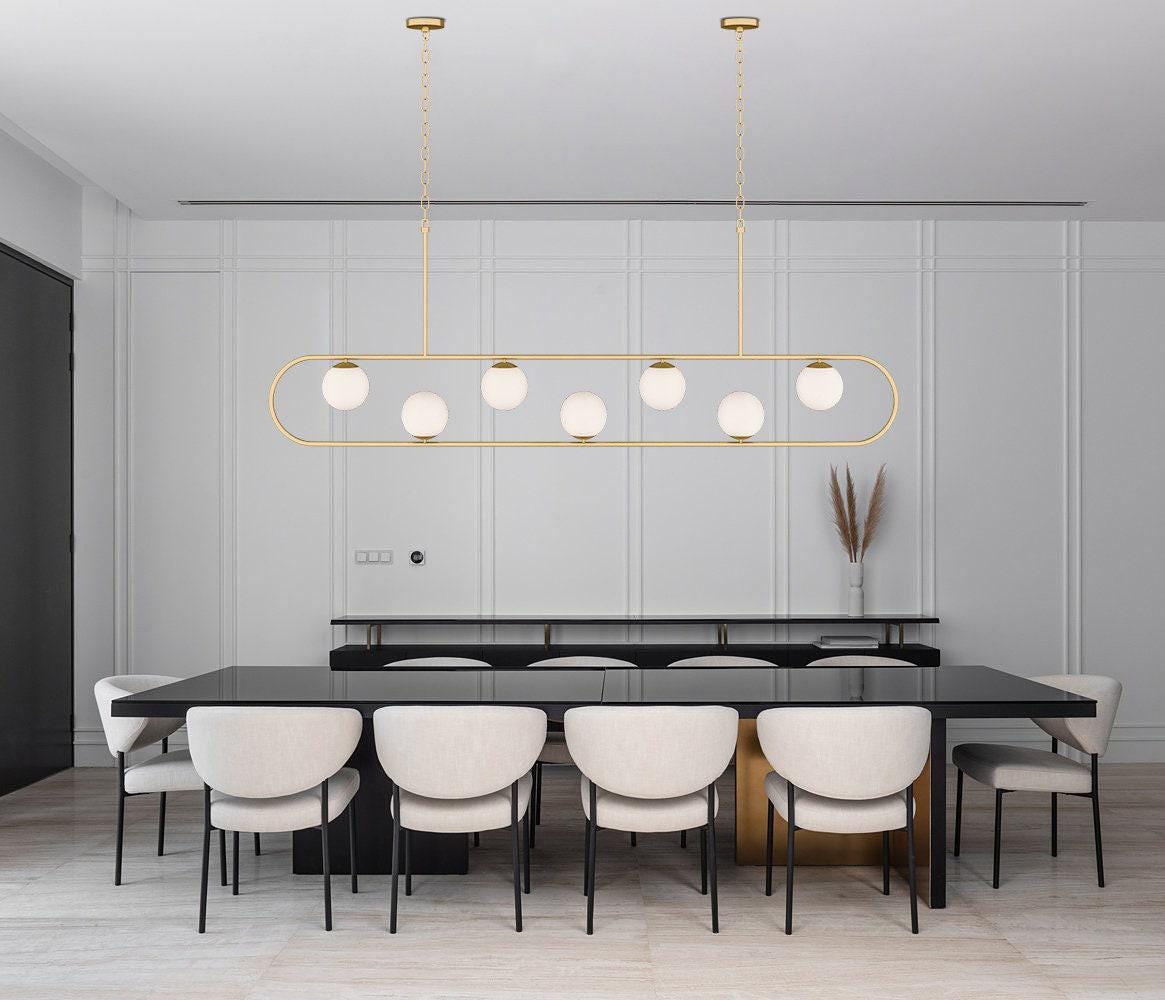 Oversized Black Modern Linear Mix Chandelier
