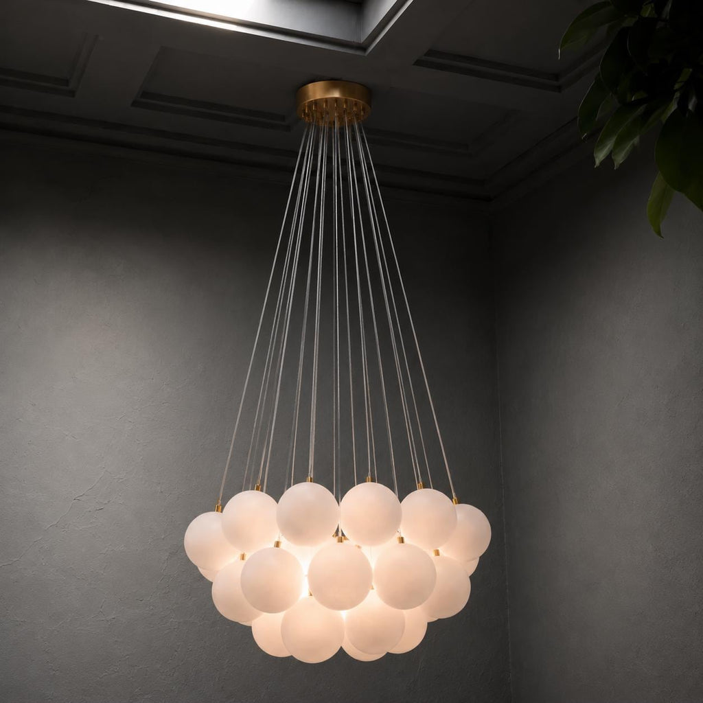 XL Cloud Modern Frosted Glass Globe Chandelier –21 / 46 / 73 Ball Cluster Pendant Light