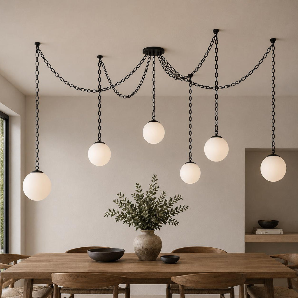 Spider Pendant Light, Modern Chain Chandelier, Adjustable Globe Lighting, Kitchen Island Light, Dining Room Chandelier