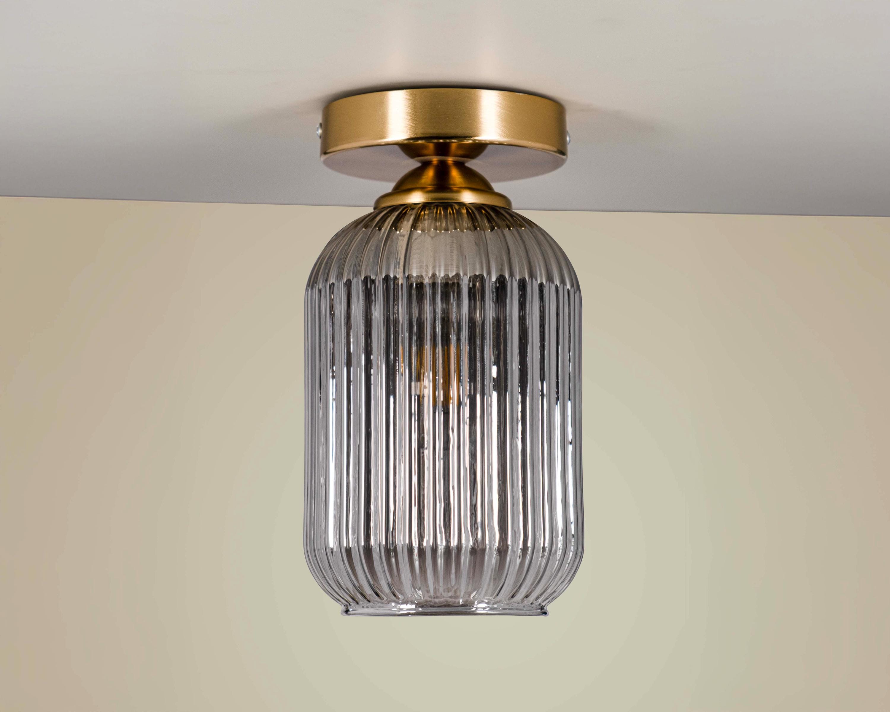 Modern Ribbed Glass Ceiling Light