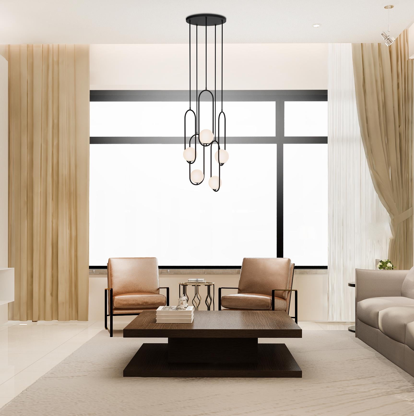 Custom Multi-Light Pendant: Stairwell Chandelier - High Ceiling Staircase Chandelier
