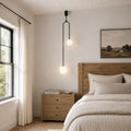 Modern Double Globe Pendant Light, Bedside Pendant Lamp, Opal Glass Ceiling Bedroom Lighting