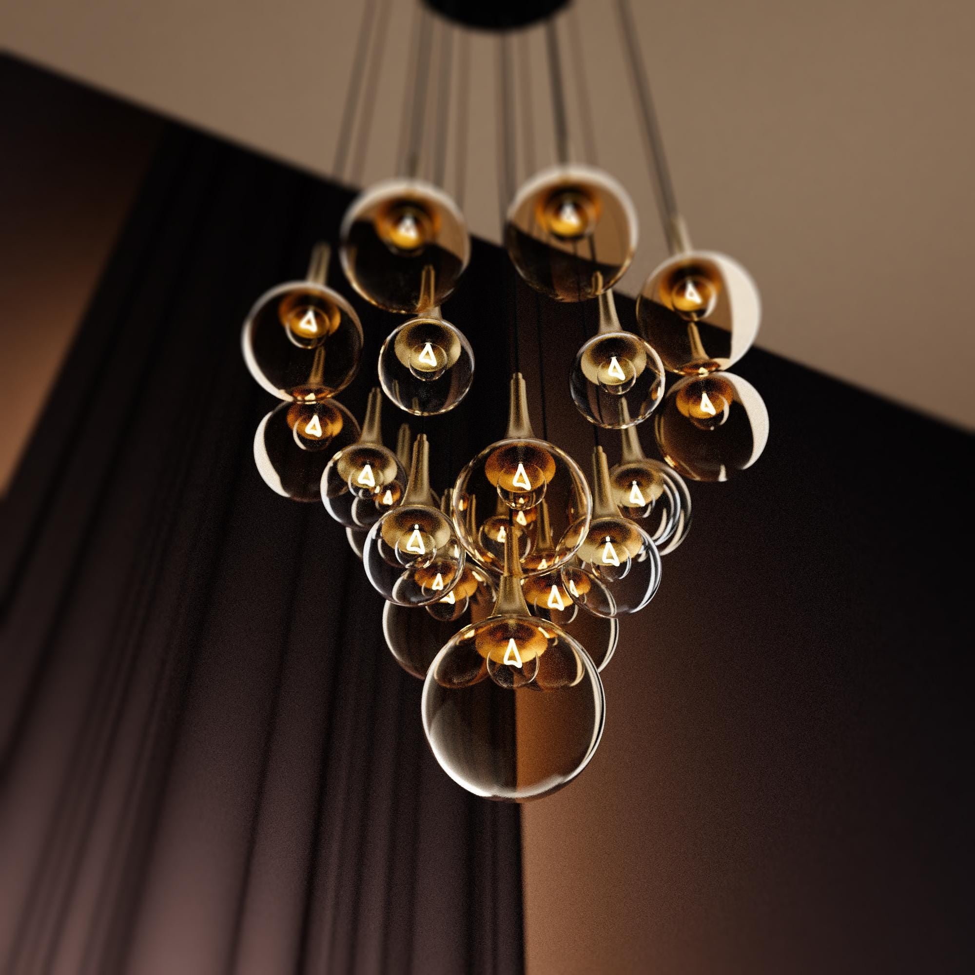 Modern Glass Multi-Pendant Light: Custom Stairwell Chandelier