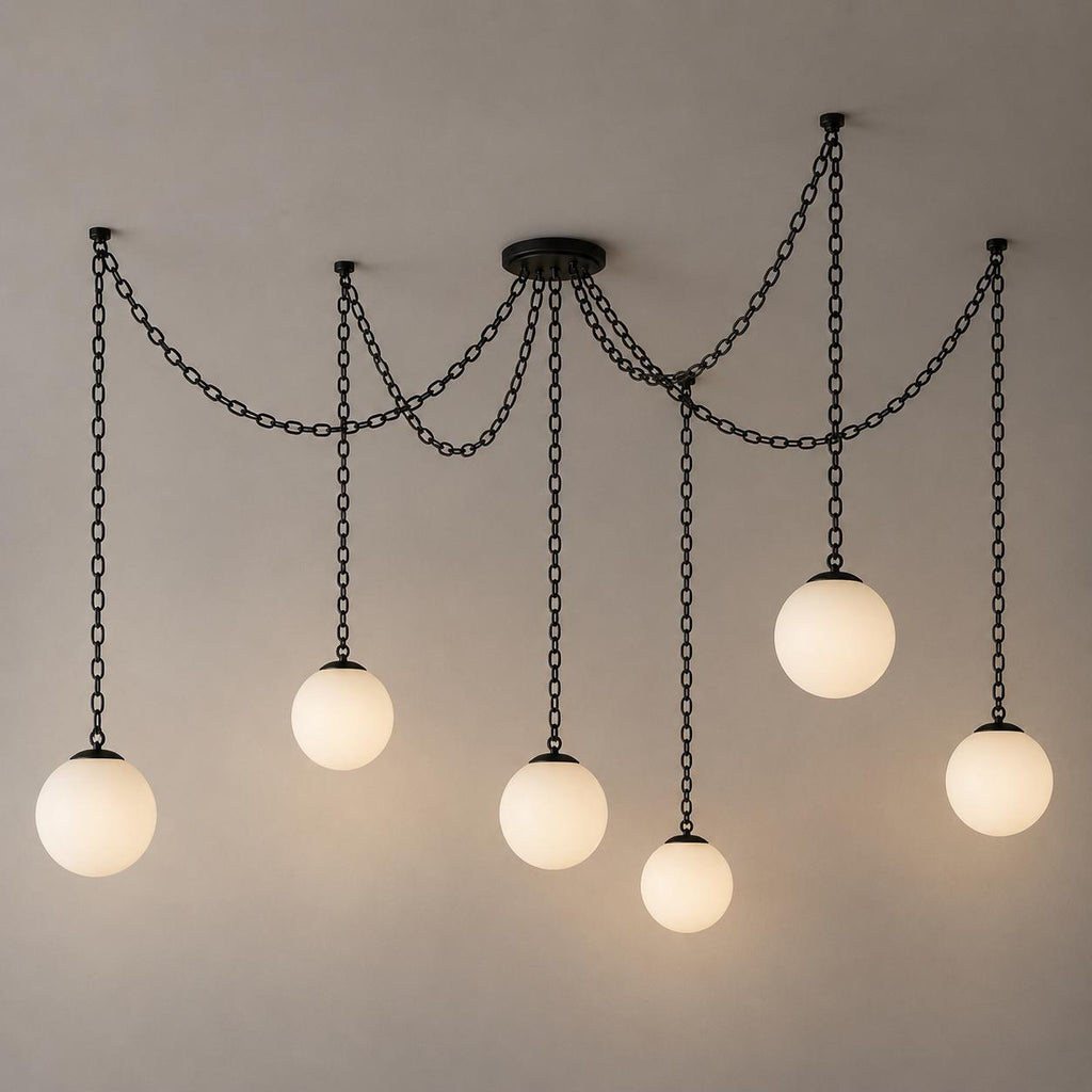 Spider Pendant Light, Modern Chain Chandelier, Adjustable Globe Lighting, Kitchen Island Light, Dining Room Chandelier