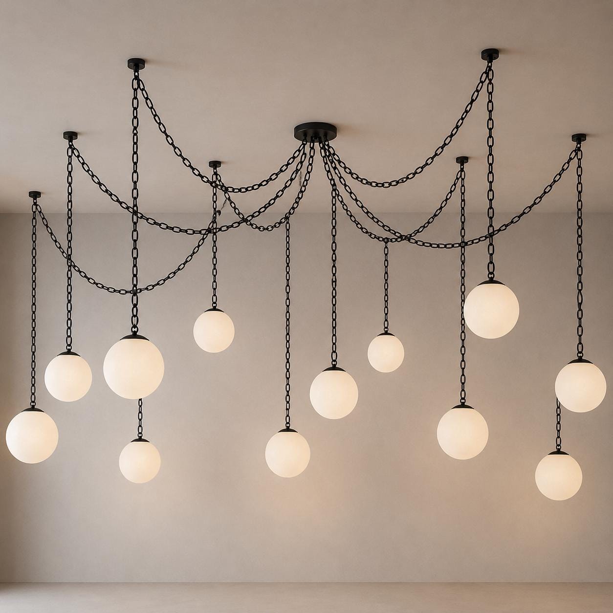 Spider Pendant Light, Modern Chain Chandelier, Adjustable Globe Lighting, Kitchen Island Light, Dining Room Chandelier