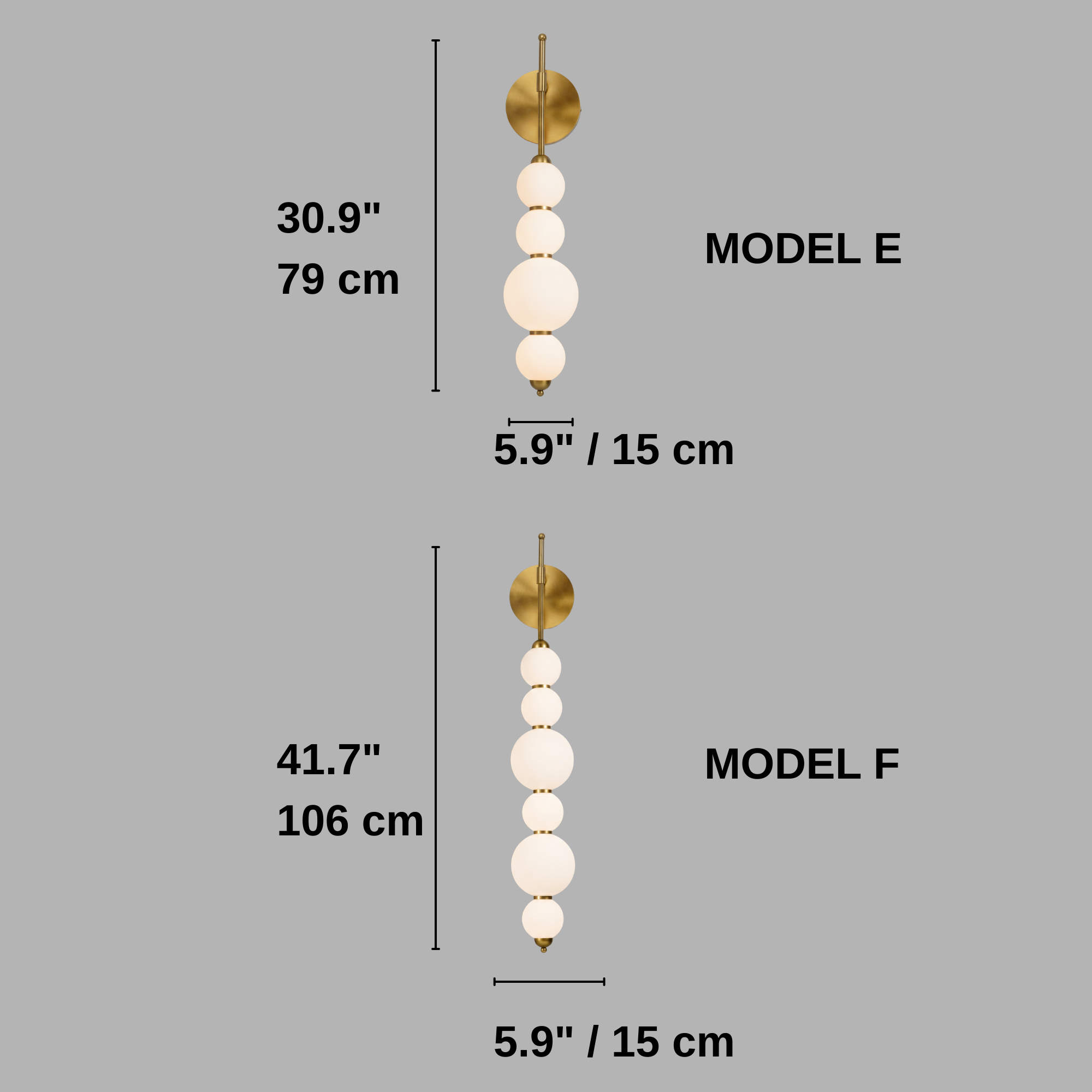 Opal Glass Wall Sconce – Stacked Globe Design – Modern Black & Gold Wall Lamp
