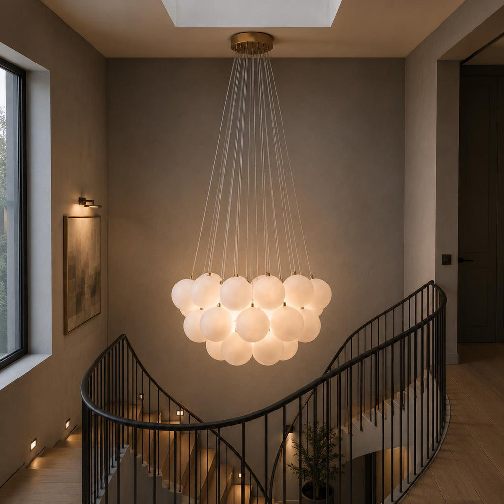 XL Cloud Modern Frosted Glass Globe Chandelier –21 / 46 / 73 Ball Cluster Pendant Light