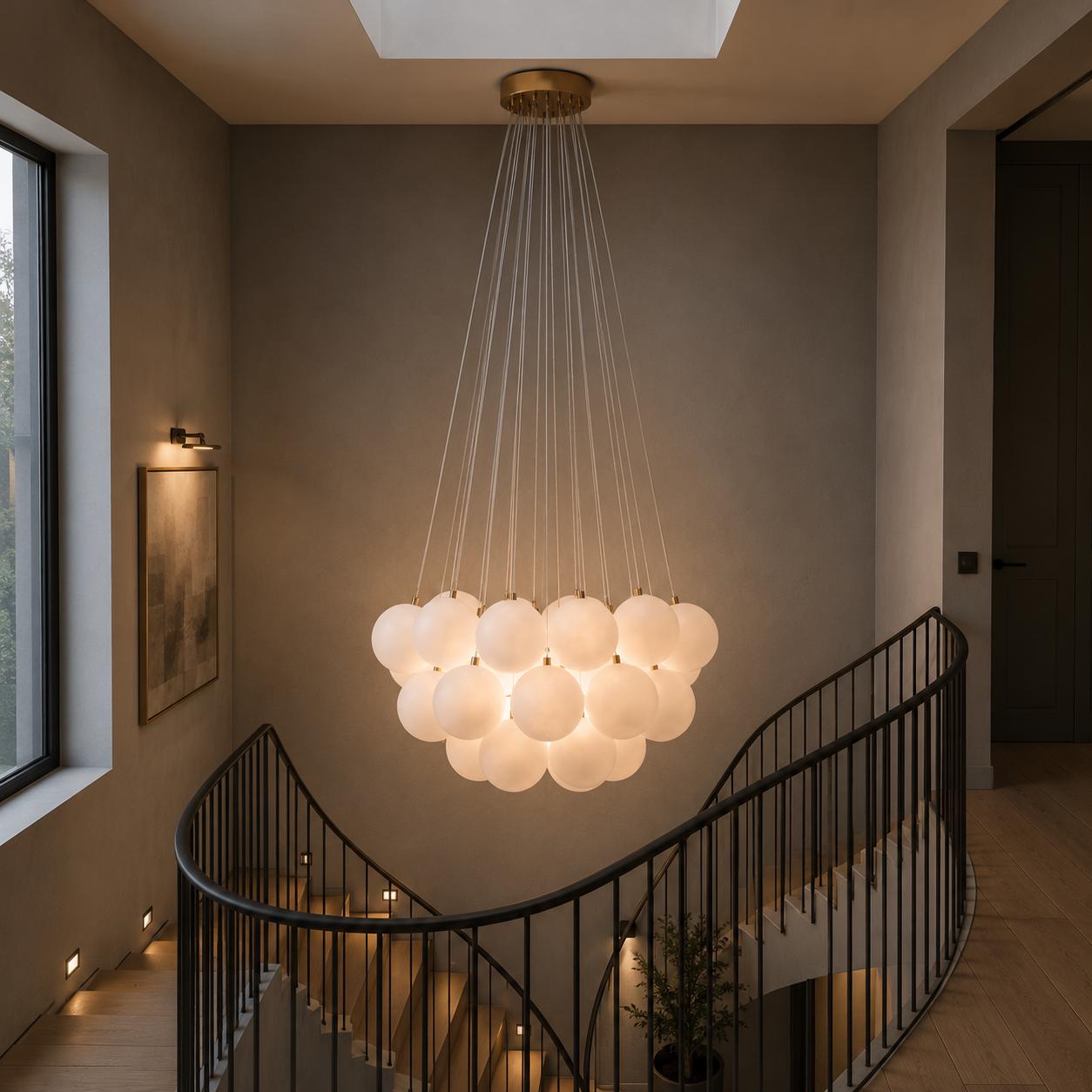 XL Cloud Modern Frosted Glass Globe Chandelier –21 / 46 / 73 Ball Cluster Pendant Light