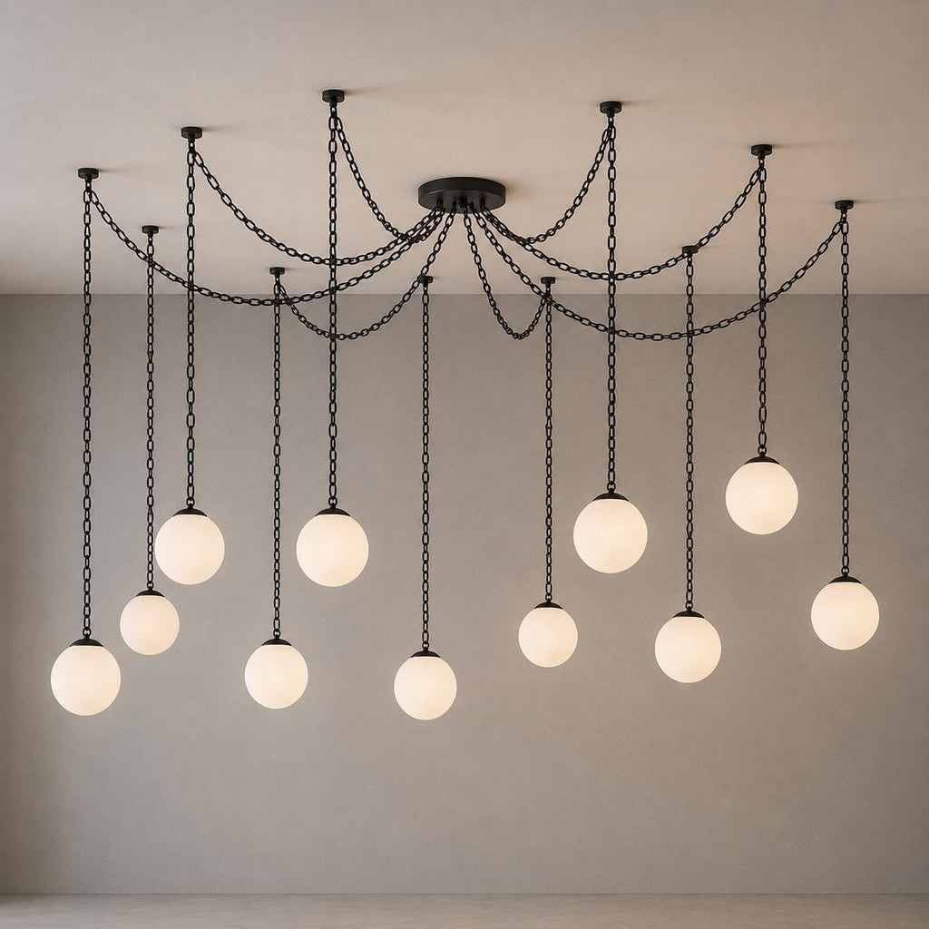 Spider Pendant Light, Modern Chain Chandelier, Adjustable Globe Lighting, Kitchen Island Light, Dining Room Chandelier