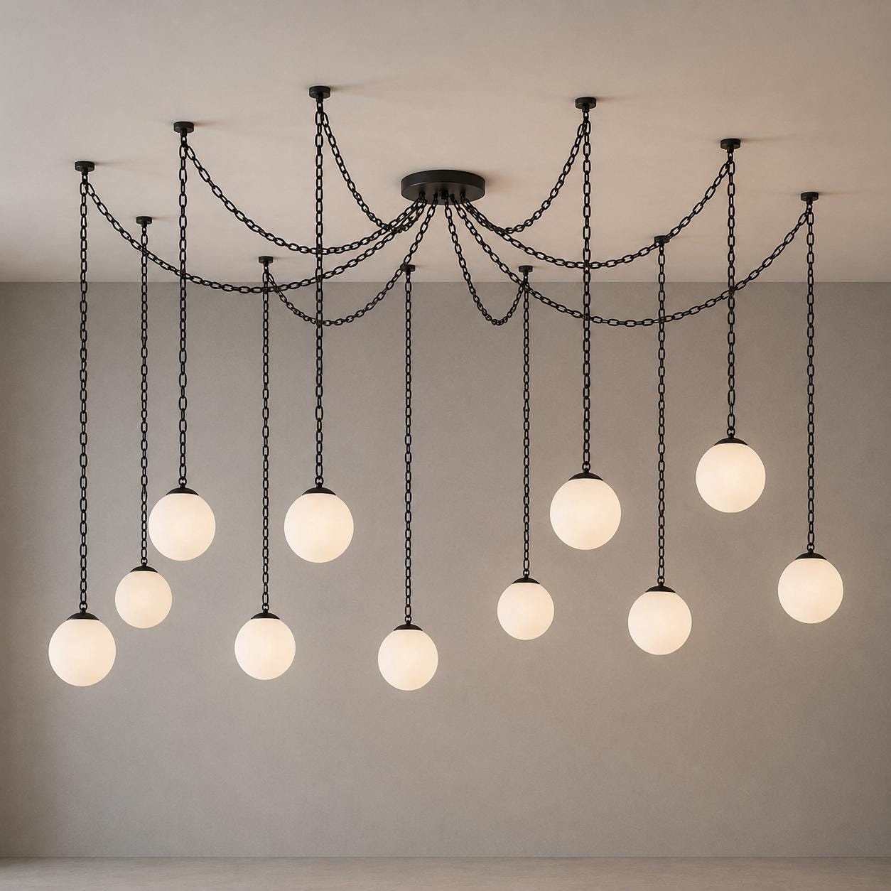 Spider Pendant Light, Modern Chain Chandelier, Adjustable Globe Lighting, Kitchen Island Light, Dining Room Chandelier