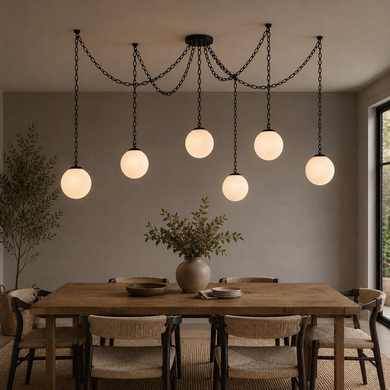Spider Pendant Light, Modern Chain Chandelier, Adjustable Globe Lighting, Kitchen Island Light, Dining Room Chandelier