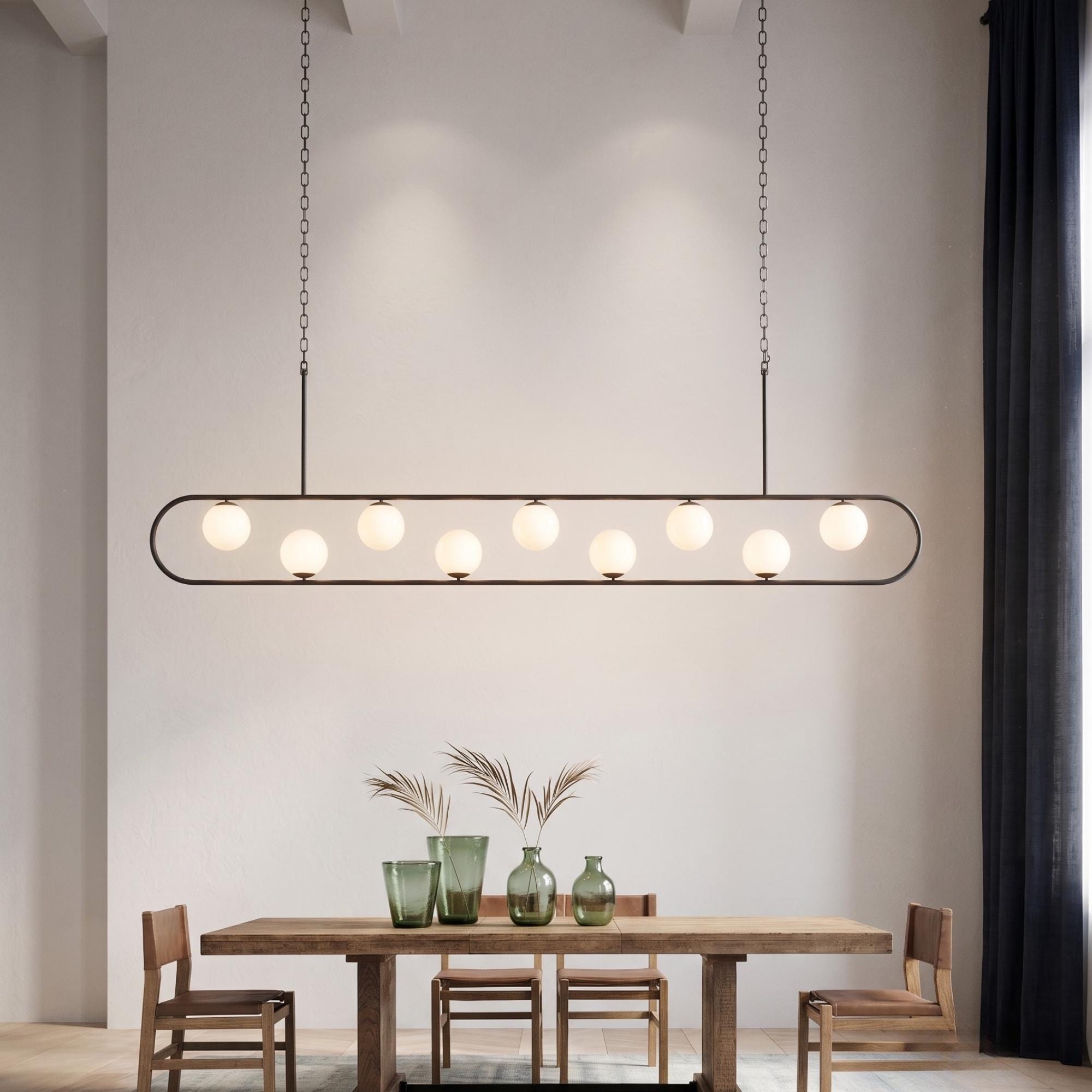 XL Modern Linear Mix Chandelier: 12 Person Dining Table Chandelier