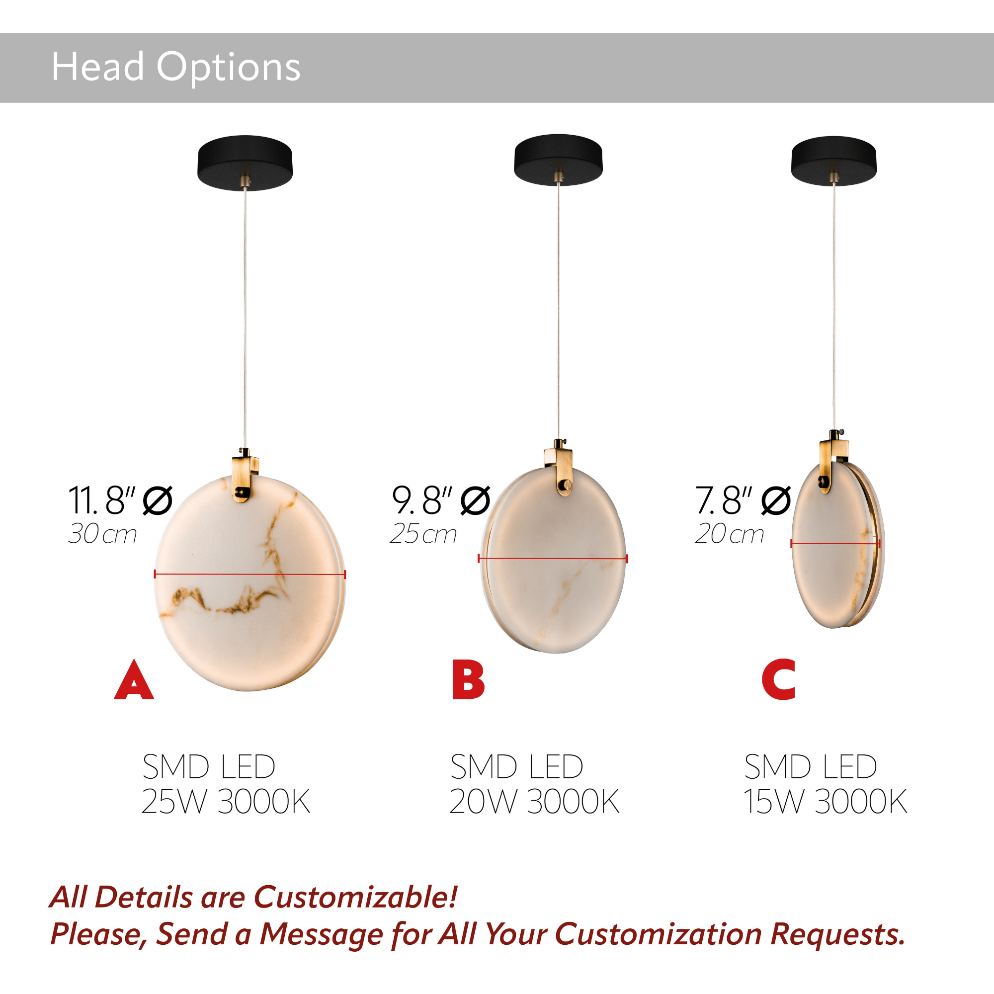 Alabaster Marble Disk LED Pendant Light, Dining Stairwell Lighting