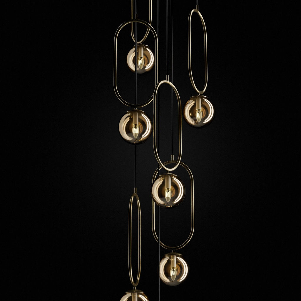Modern Mid Century Black Ellipse Chandelier