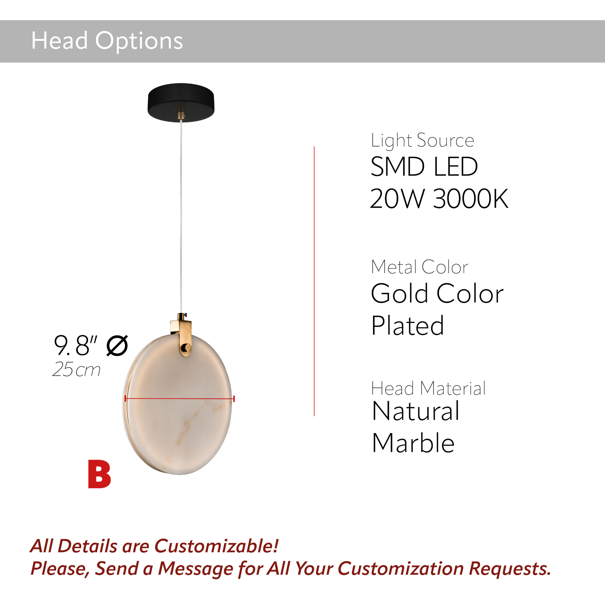 Alabaster Marble Disk LED Pendant Light, Dining Stairwell Lighting