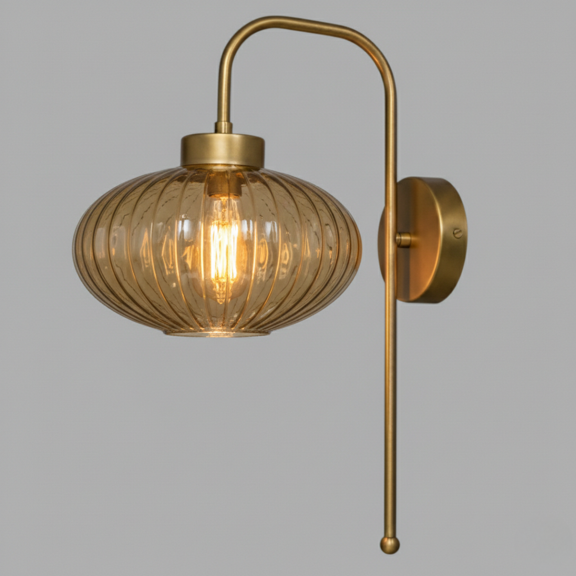 Custom Modern Ribbed Glass Wall Sconce, Smoke Amber Clear Glass, Bathroom Vanity Light, Mid-Century Bedside Lamp