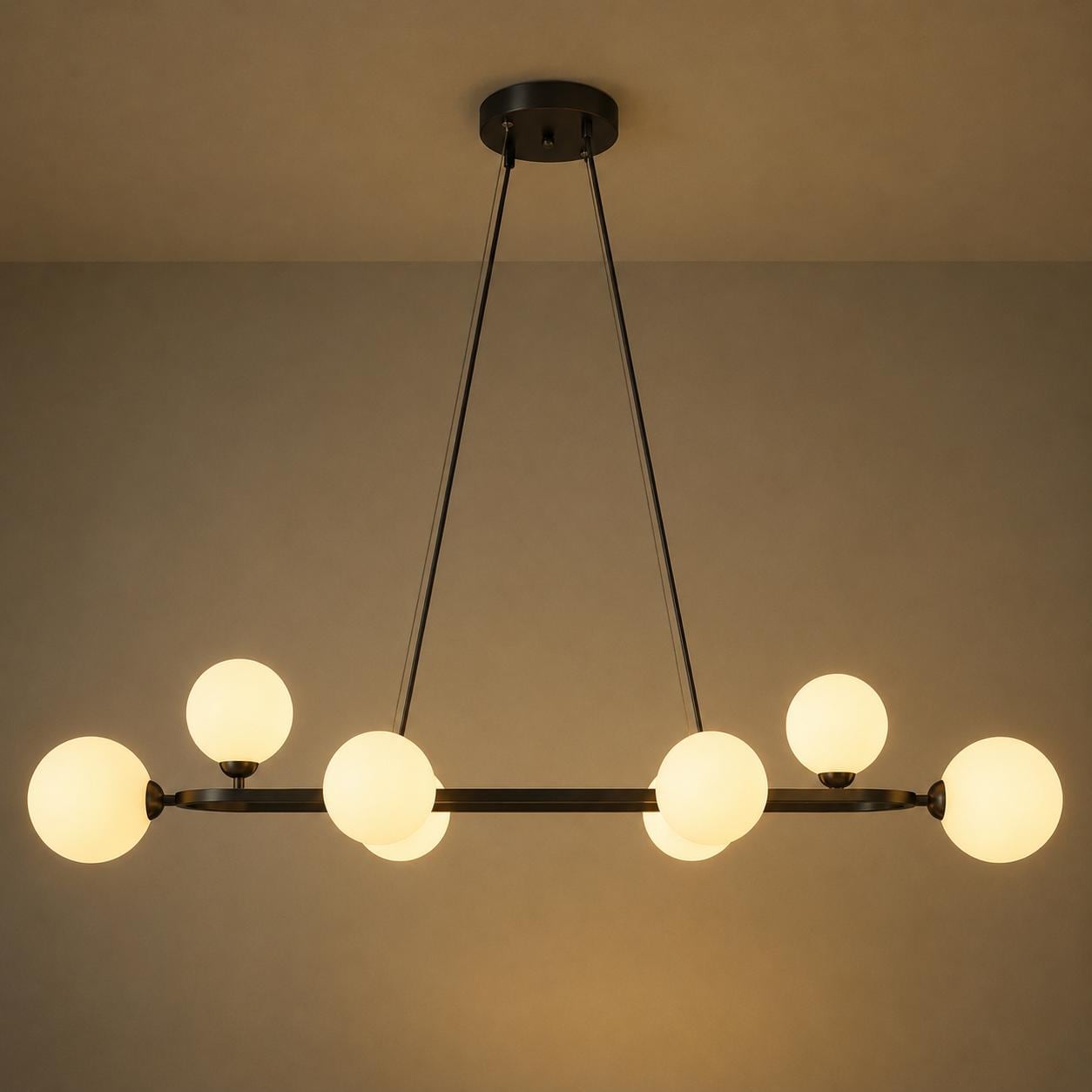 Modern Oval Linear Globe Chandelier, Kitchen Island Pendant