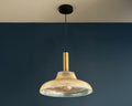 Retro Pleated Amber Glass Pendant Light
