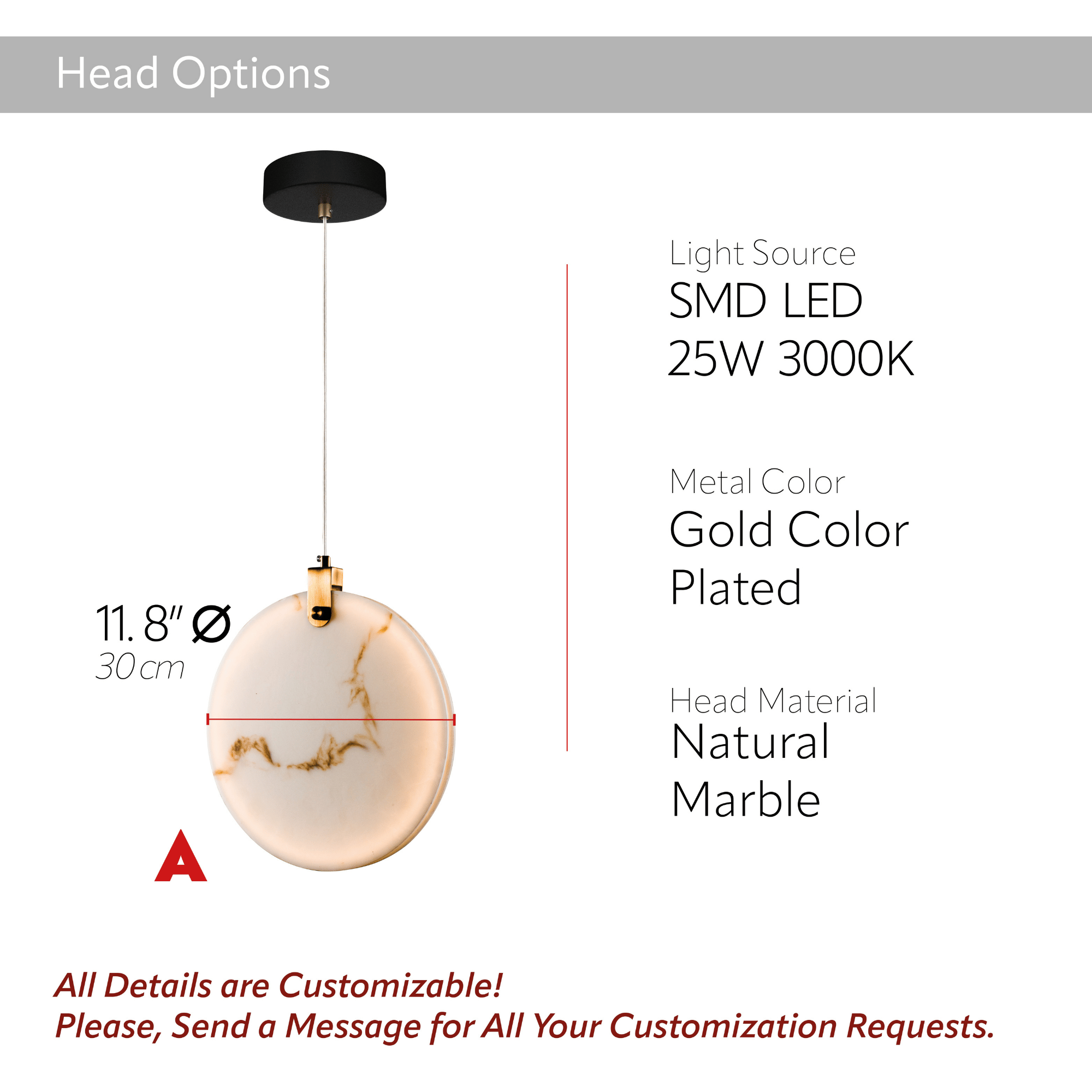 Alabaster Marble Disk LED Pendant Light, Dining Stairwell Lighting