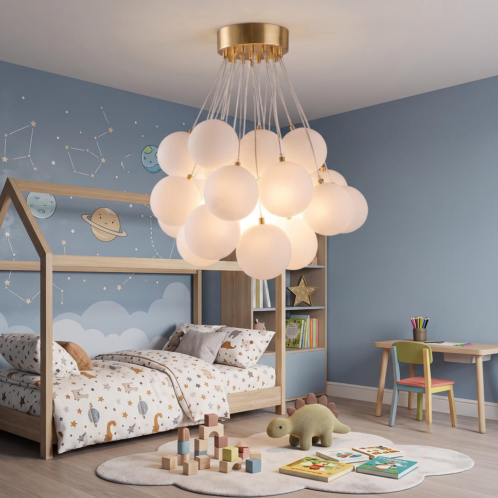 Cloud Modern Frosted Glass Globe Chandelier – 21 / 46 / 73 Ball