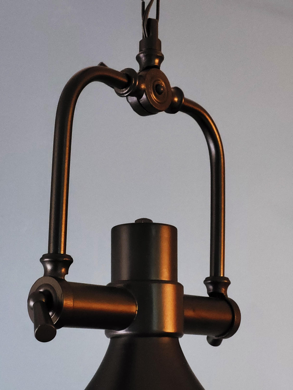 Industrial Farmhouse Pendant Light, Matte Black Metal