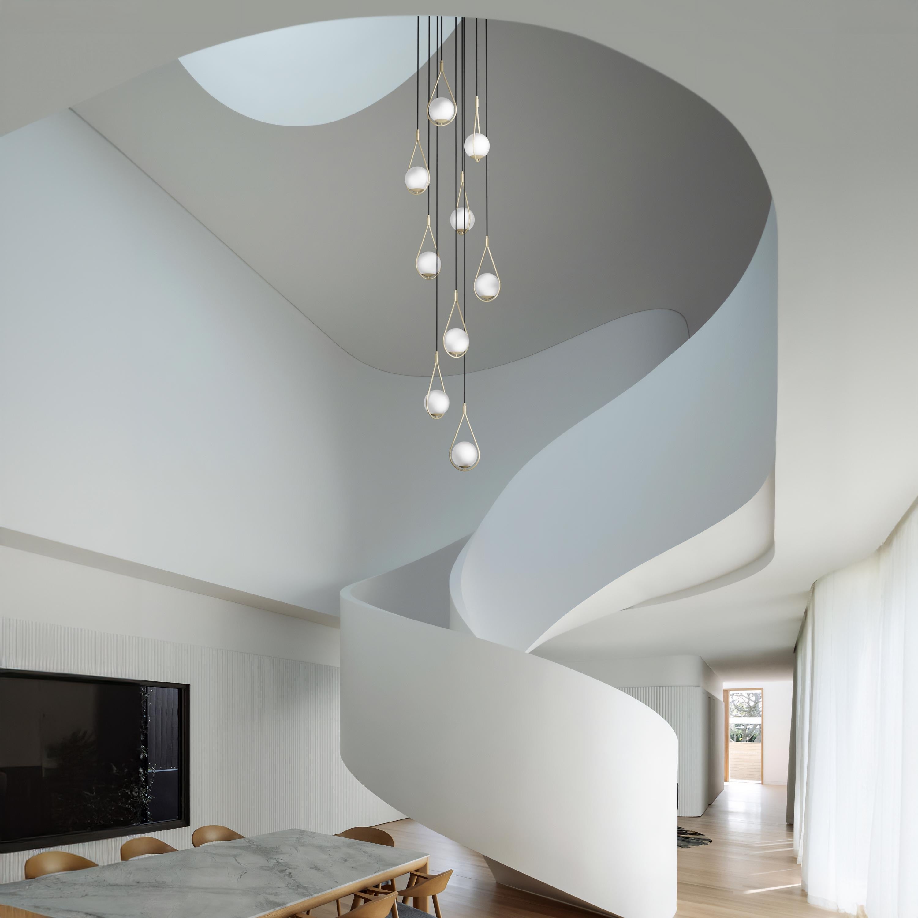 Minimalist Multi Drop Glass Globe Pendant Light