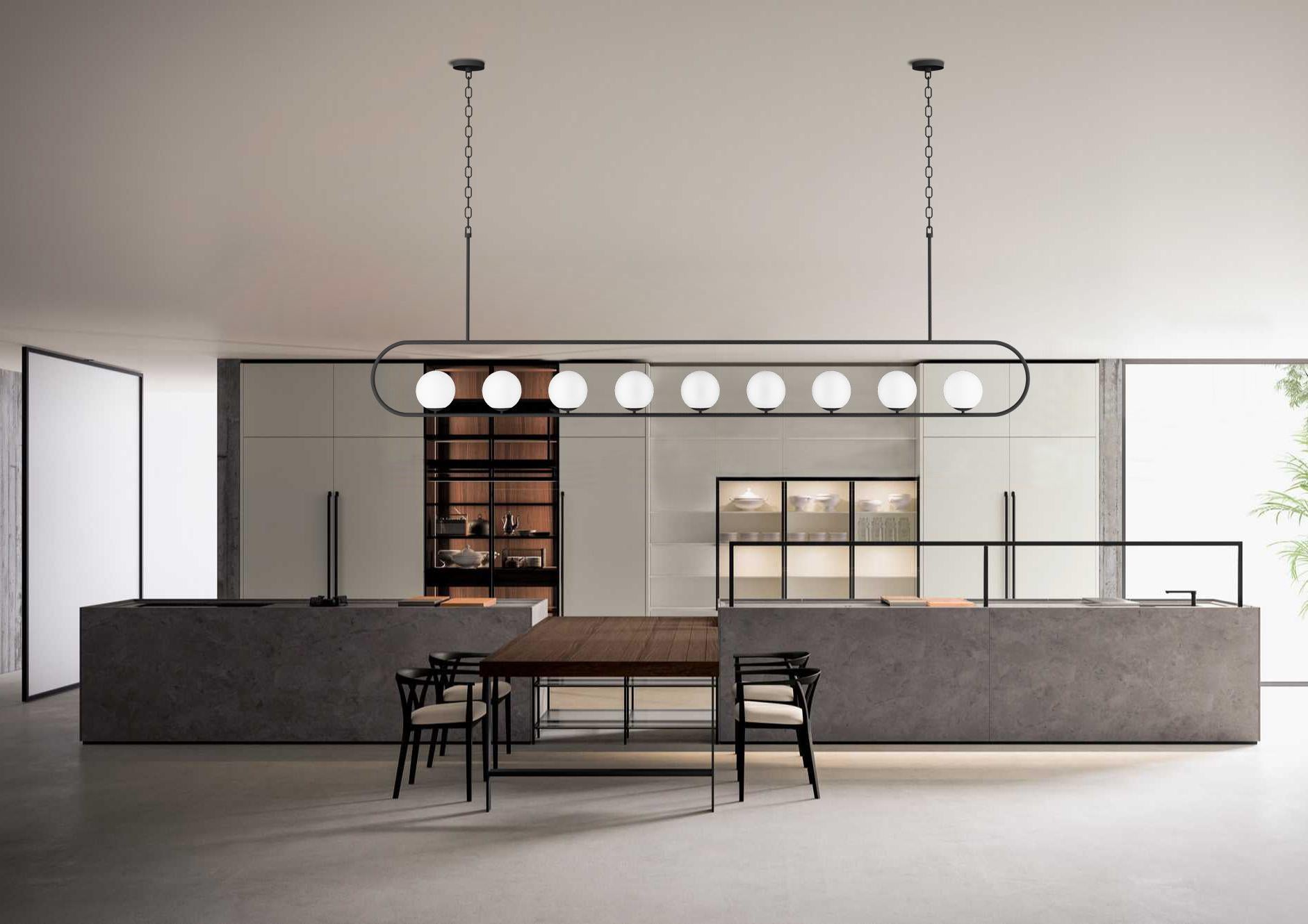Modern Linear Chandelier: Custom Dining Table Lighting