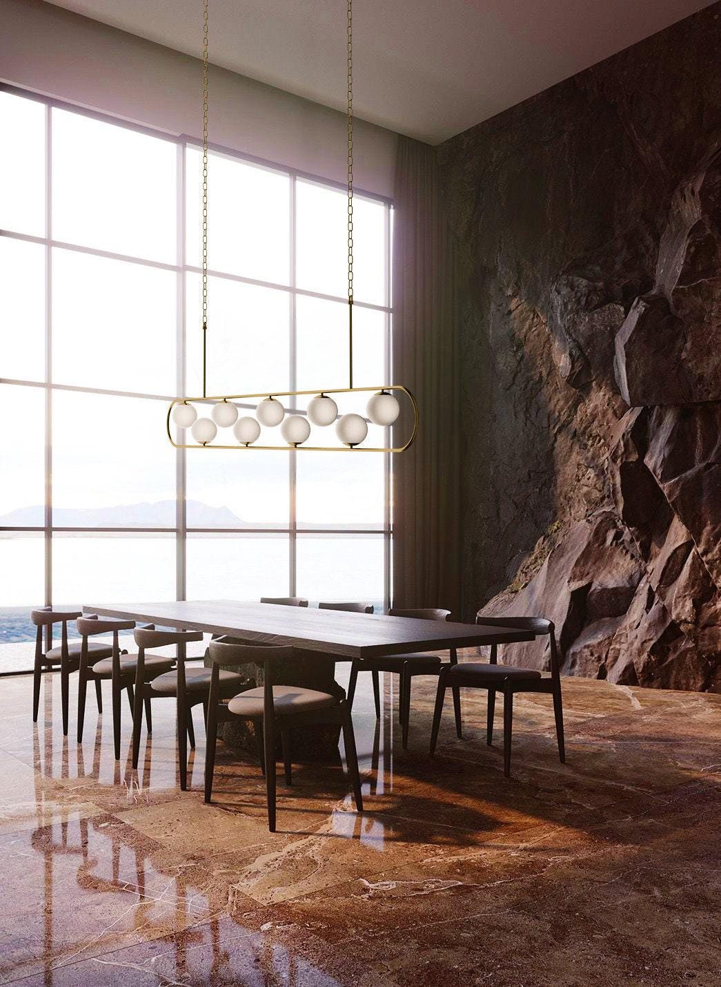 Oversized Black Modern Linear Mix Chandelier
