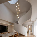 Custom Teardrop Stairwell Chandelier, High Ceiling Foyer Lighting