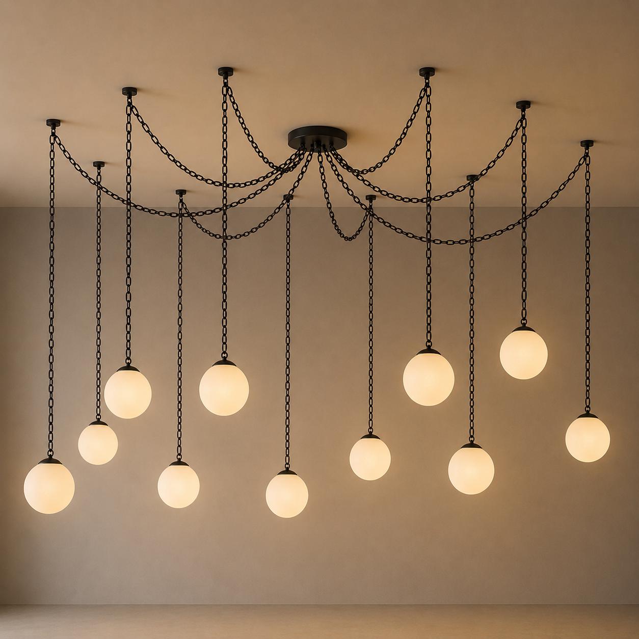 Spider Pendant Light, Modern Chain Chandelier, Adjustable Globe Lighting, Kitchen Island Light, Dining Room Chandelier