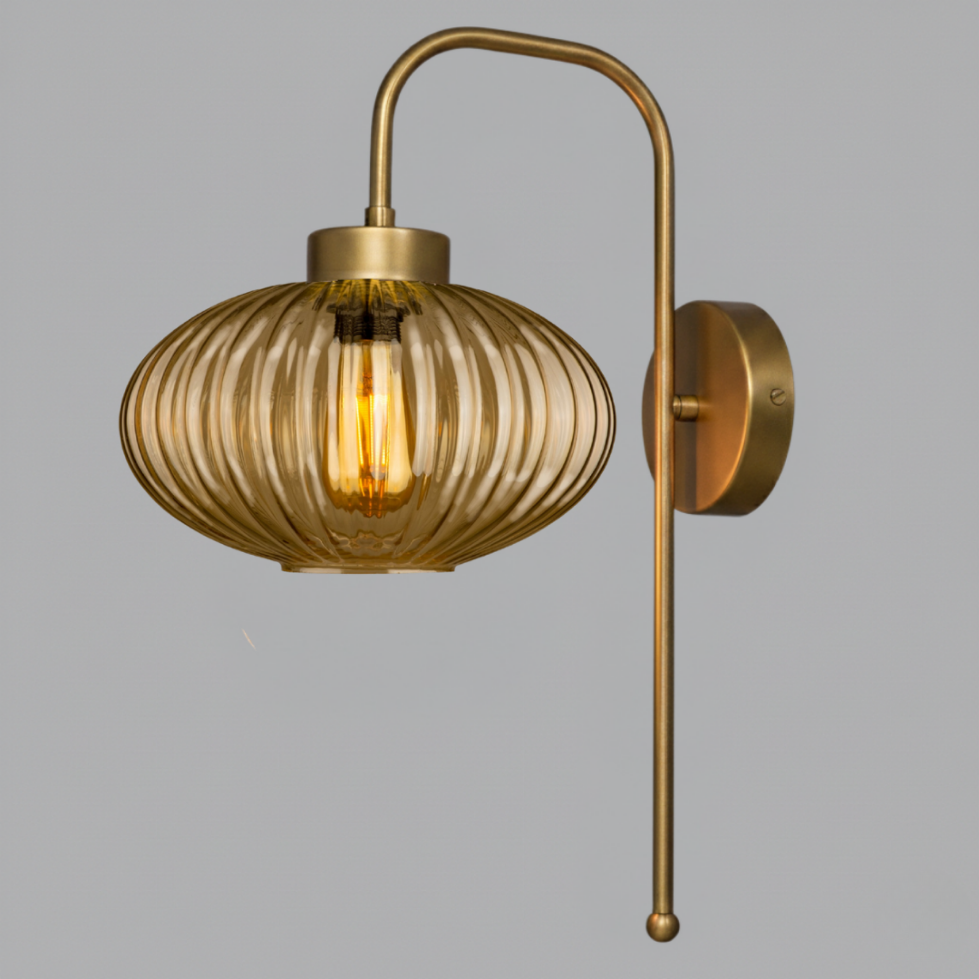Custom Modern Ribbed Glass Wall Sconce, Smoke Amber Clear Glass, Bathroom Vanity Light, Mid-Century Bedside Lamp