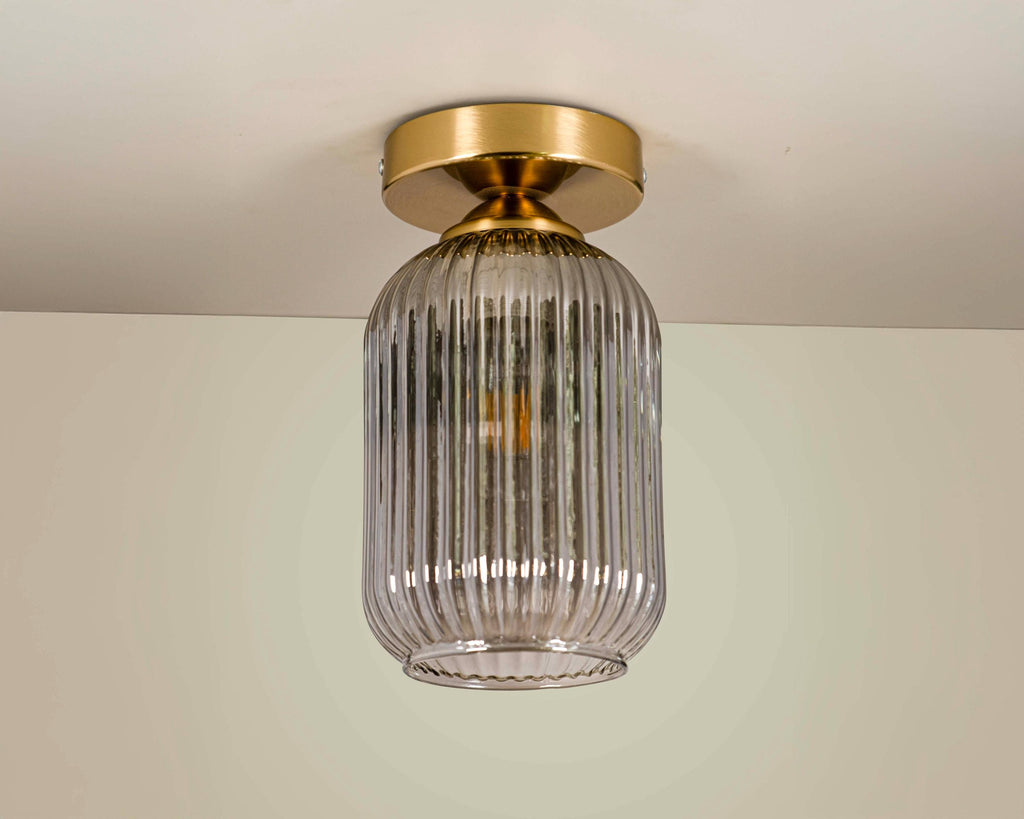 Modern Ribbed Glass Ceiling Light