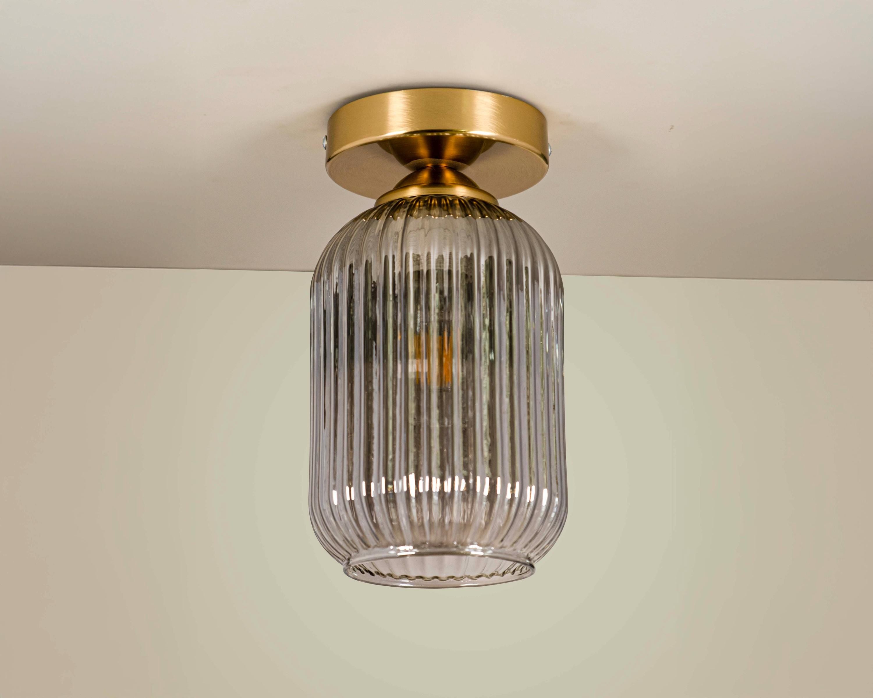 Modern Ribbed Glass Ceiling Light