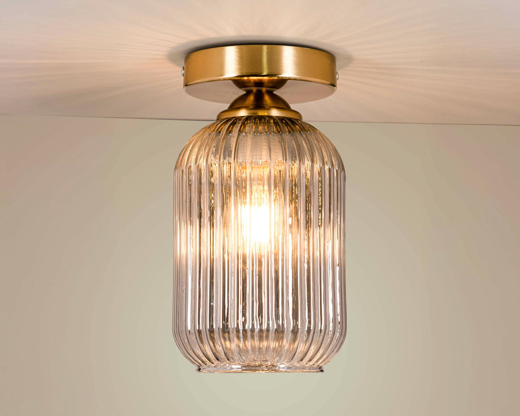 Modern Ribbed Glass Ceiling Light