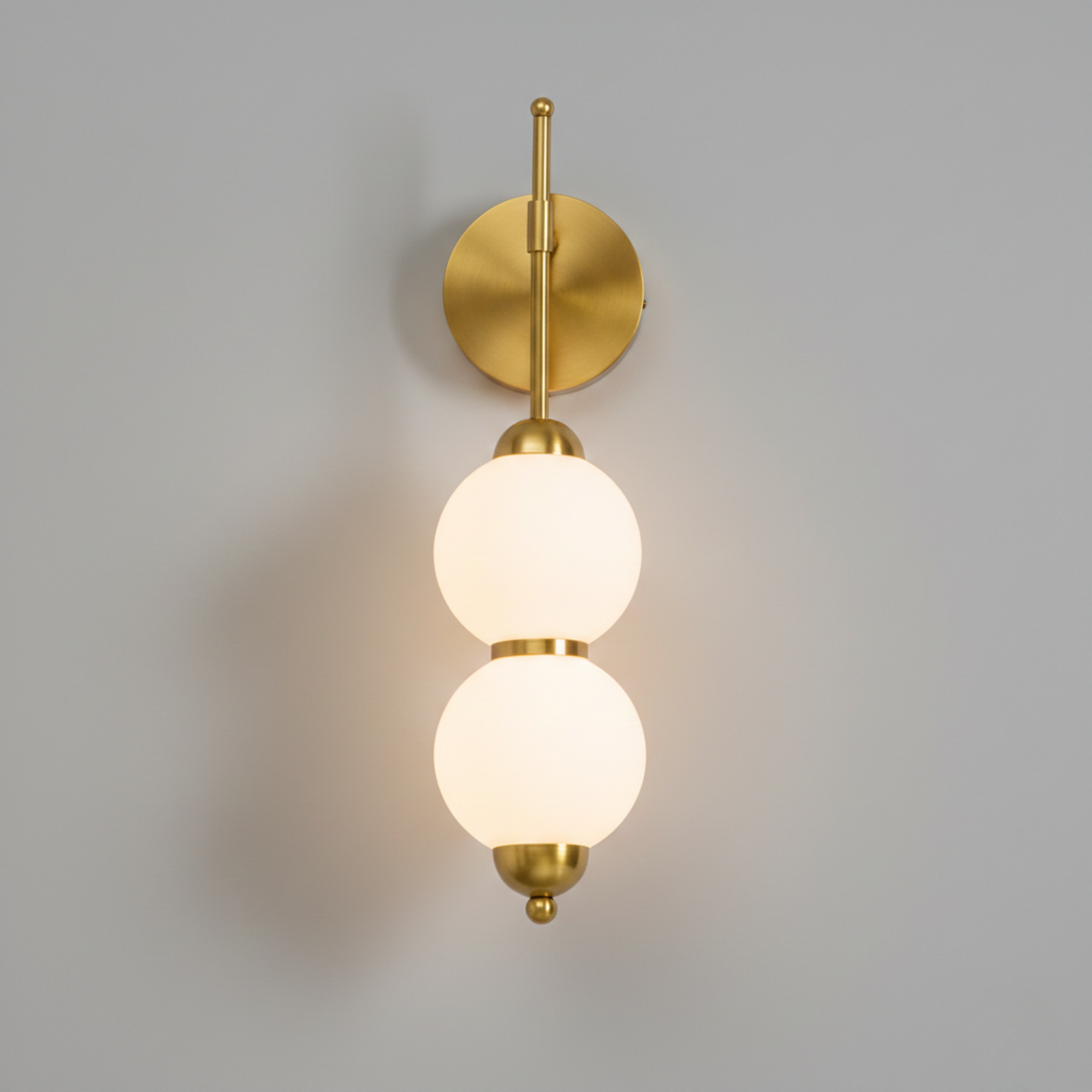 Opal Glass Wall Sconce – Stacked Globe Design – Modern Black & Gold Wall Lamp