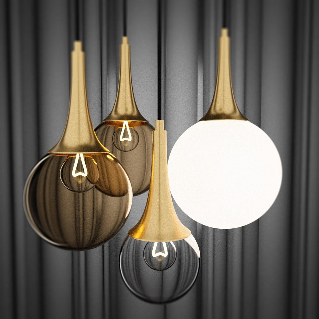 Custom Multi-Pendant Light: Glass Stairwell Chandelier