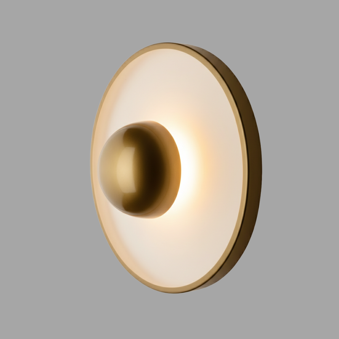 Modern Round LED Wall Sconce – Brass Halo Wall Light – 3 Size Options – 2700K / 3000K – Contemporary Luxury Wall Fixture