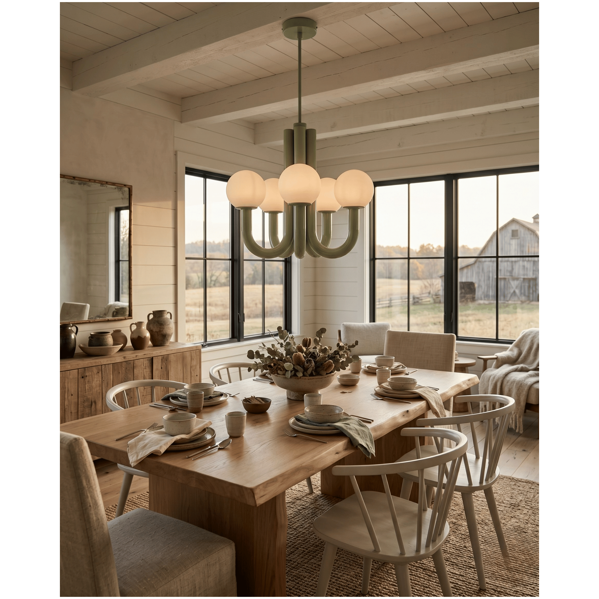 Pastel Green U Arm Chandelier