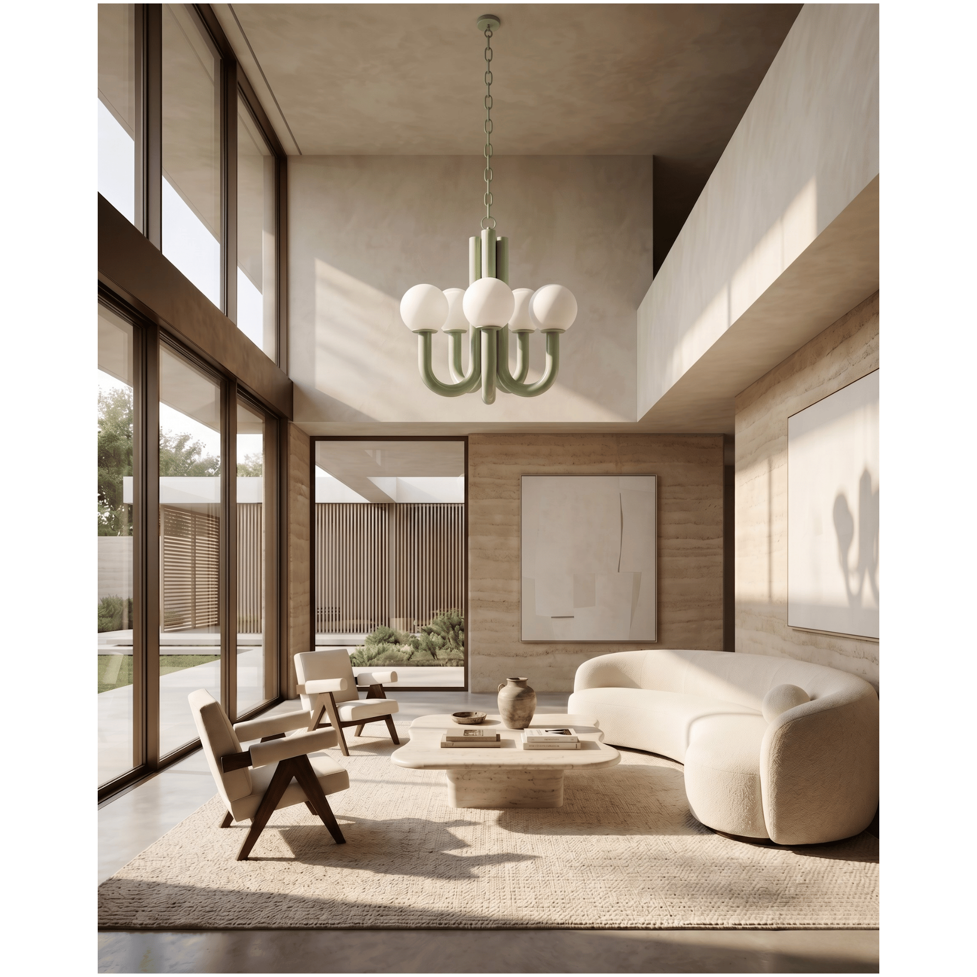 Pastel Green U Arm Chandelier