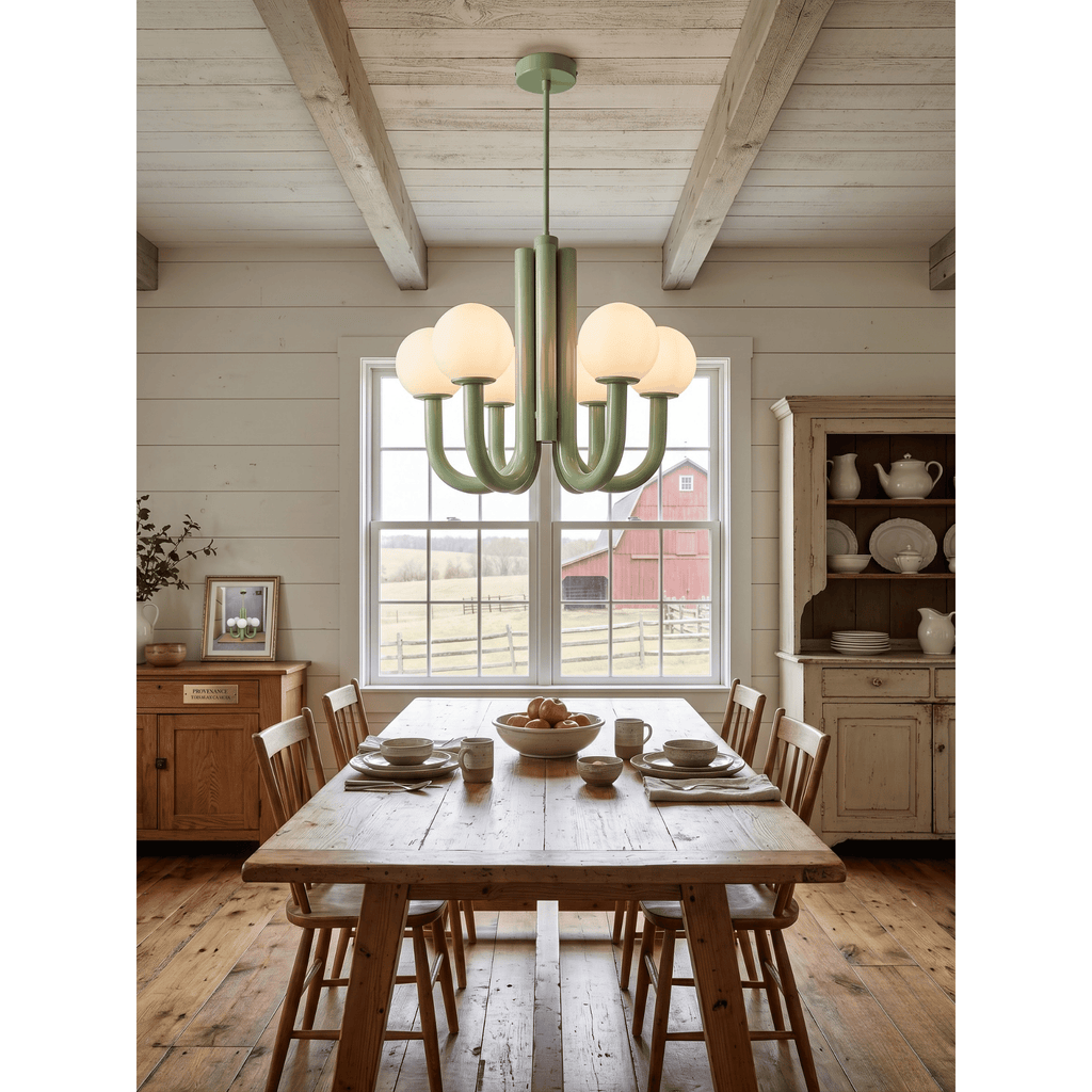 Pastel Green U Arm Chandelier
