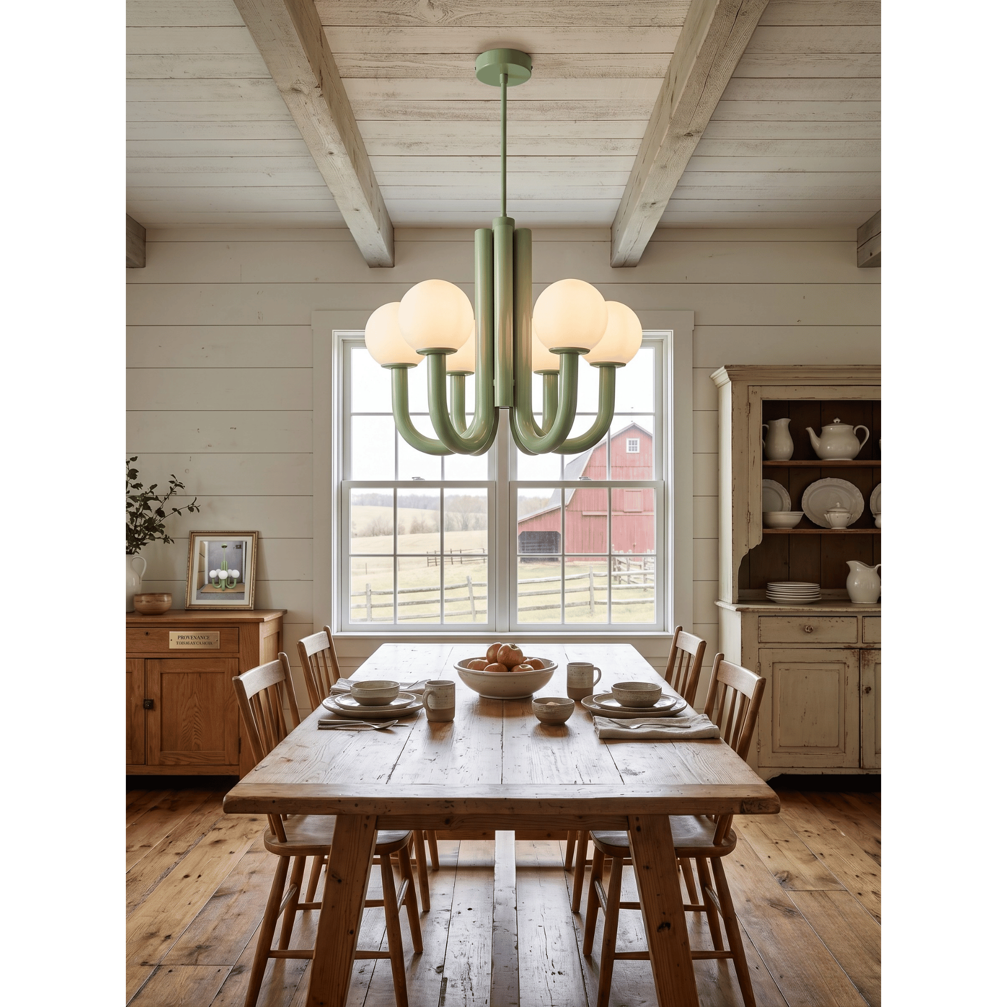 Pastel Green U Arm Chandelier