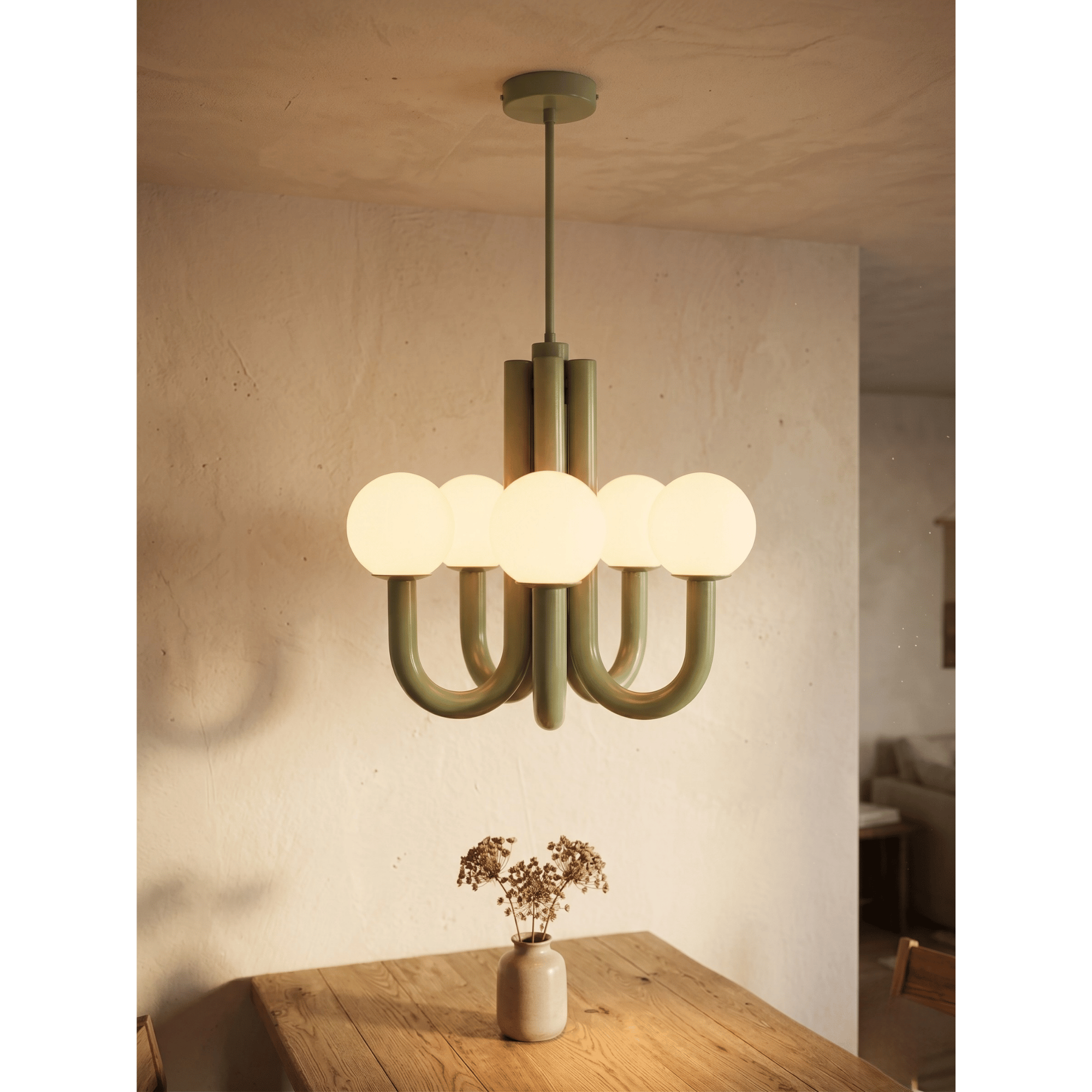 Pastel Green U Arm Chandelier