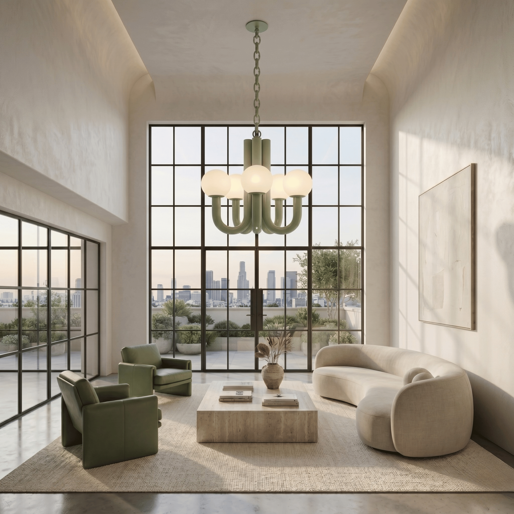 Pastel Green U Arm Chandelier