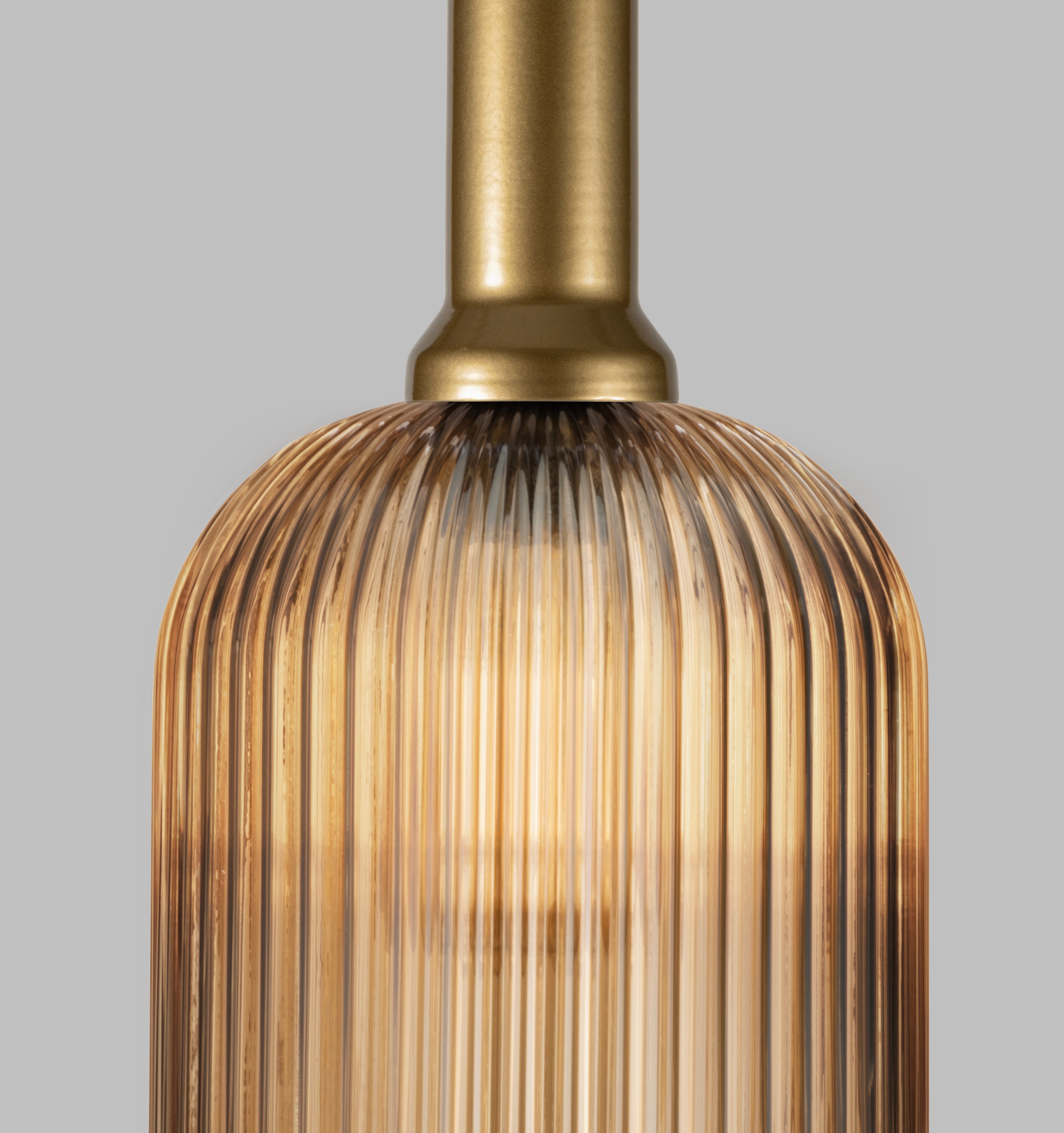 Long Glass Reeded Clear-Amber-Smoke Gray, Round Multi-Pendant Light for Stairs, Suitable for High Ceilings, 10 ft cord